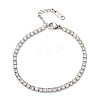 304 Stainless Steel Rhinestone Cup Chain Bracelets for Women BJEW-G753-01P-03-4