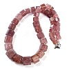 Natural Strawberry Quartz Hexagon Prism Graduated Beaded Necklaces for Women Men NJEW-K388-03U-1