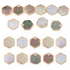 10Pcs Natural Black Lip Shell Hexagon Charms BSHE-TA0001-25-2