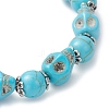 Halloween Dyed Synthetic Turquoise Skull & Round Beaded Stretch Bracelets for Men Women BJEW-JB12255-02-4