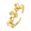 Flower Brass Open Cuff Rings for Women LS-RJEW-G341-01G-4