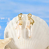 Nuggets Natural Pearl Dangle Stud Earrings EJEW-G411-01G-2