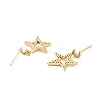 Clear Cubic Zirconia Moon and Star Dangle Stud Earrings KK-D080-20G-2