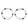 2Pcs Natural Cultured Freshwater Pearl & Non-magnetic Synthetic Hematite Beads Stretch Bracelets for Women BJEW-JB14085-3