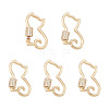 5Pcs Brass Micro Pave Clear Cubic Zirconia Screw Carabiner Lock Charms KK-TA0003-18-1