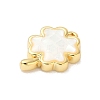 Rack Plating Brass & Shell Clover Charms with Epoxy Resin KK-K380-01G-01-2