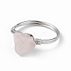 Natural Rose Quartz Chips Finger Ring RJEW-L082-03P-04-3