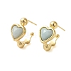 Natural Flower Amazonite Heart Stud Earrings EJEW-K287-01G-06-1