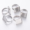 Platinum Plated Adjustable Brass Pad Ring Components For Jewelry Making X-KK-J053-P-1