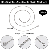 30Pcs 304 Stainless Steel Flat Cable Chain Necklaces Set STAS-BBC0005-02-2