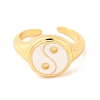 Round with Yin-yang Brass Enamel Open Cuff Rings for Women RJEW-U009-11E-G-2