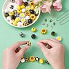 50Pcs 10 Styles Sunflower Theme Printed Wood Beads WOOD-CJ0001-78-3