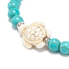 Synthetic Turquoise(Dyed) Ocean Theme Beaded Stretch Bracelet BJEW-JB08577-5
