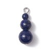 Natural Lapis Lazuli Round Beaded Pendants PALLOY-JF02867-12-1