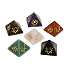 6Pcs Natural Obsidian & Red Jasper & Amethyst & Tiger Eye & Rose Quartz & Green Aventurine Orgonite Pyramid Display Decorations G-C186-05-2
