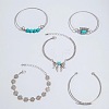 5Pcs 5 Styles  Bohemian Style Alloy Bangles WGC966A-04-3
