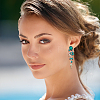 ANATTASOUL 4 Pairs 4 Colors Rhinestone Teardrop Flower Dangle Stud Earrings EJEW-AN0004-16-4