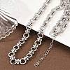 8MM 304 Stainless Steel Textured Ring Link Chain Necklaces NJEW-Z105-04P-01-1