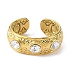 304 Stainless Steel Rhinestone Cuff Rings for Women RJEW-F166-34G-2