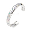 Brass Micro Pave Cubic Zirconia Cuff Bangles for Women BJEW-A172-03P-4