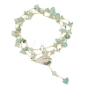 Natural Green Aventurine Chip Handmade Link Chain Necklaces NJEW-JN05811-02-7