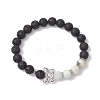 5Pcs 5 Styles Natural Flower Amazonite & Lava Rock Stretch Bracelets Set BJEW-JB09746-S-3