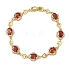 Heart & Oval Brass Micro Pave Cubic Zirconia Link Chain Bracelets for Women BJEW-A163-03G-02-4
