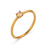 Flat Round 304 Stainless Steel Micro Pave Cubic Zirconia Finger Rings FS-WG2DA17-55-1