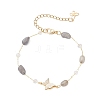 Handmade Glass & Natural Labradorite Nuggets Beads Necklaces BJEW-JB12461-02-2