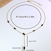 Stainless Steel & Black Rectangle Block Y-shaped Tassel Necklaces for Daily and Formal Wear UV0910-2