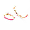 Brass Enamel Huggie Hoop Earrings EJEW-S210-014-NR-3