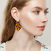 ANATTASOUL 2 Pairs 2 Colors Acrylic Tropical Leaf Dangle Stud Earrings EJEW-AN0001-19-4