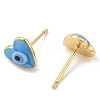 Enamel Heart with Evil Eye Stud Earrings EJEW-E274-02G-08-2