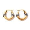 304 Stainless Steel Two Tone Twist Hoop Earrings EJEW-F355-03GP-01-2