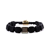 Natural Black Onyx Braided Bead Bracelets for Men PW-WG045CA-03-1