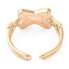 Natural Shell Criss Cross Open Cuff Ring with Cubic Zirconia RJEW-G288-05G-3