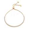 Brass Pave Clear Cubic Zirconia Flat Round Box Chain Slider Bracelets BJEW-B094-12A-G-1