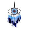 Handmade Evil Eye Woven Net/Web with Feather Wall Hanging Decoration HJEW-K035-07-1