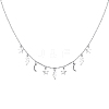 Rhodium Plated 925 Sterling Silver Star Moon Lightning Flowing Pendant Bib Necklaces MF4231-1