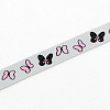 Single Face Butterfly Printed Polyester Grosgrain Ribbon OCOR-S033-9mm-03-1