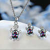Tortoise Alloy Rhinestone & Glass Pendant Necklaces & Stud Earrings Sets FS-WG4B54D-05-1