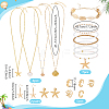 Ocean Theme Brass & 304 Stainless Steel Necklaces & Bracelets & 304 Stainless Steel Earring & Brass Cuff Rings Sets SJEW-PH00008-2