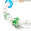 Lampwork Mushroom & Glass Pearl Beaded Stretch Bracelet for Kids BJEW-JB08390-5