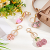 AHADERMAKER 4Pcs 4 Colors Alloy Rhinestone Pendant Keychain KEYC-GA0001-29-5