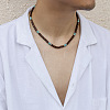 Round Synthetic Turquoise & Wood Heishi Beaded Necklaces for Men FS-WG6A9BE-01-2