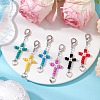 Cross Glass Seed Beads Pendant Decoration HJEW-MZ00111-2