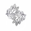 304 Stainless Steel Leaf Open Cuff Ring RJEW-T023-56P-1