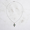 Natural Turquoise & Cubic Zirconia Cross Pendant Necklaces NJEW-L125-001ASP-2