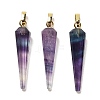 Natural Fluorite Pointed Pendants G-D089-01G-02-1