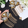 Flower Iron Chain Tassel with Rhinestone Epaulettes AJEW-WH20006-326B-G-3